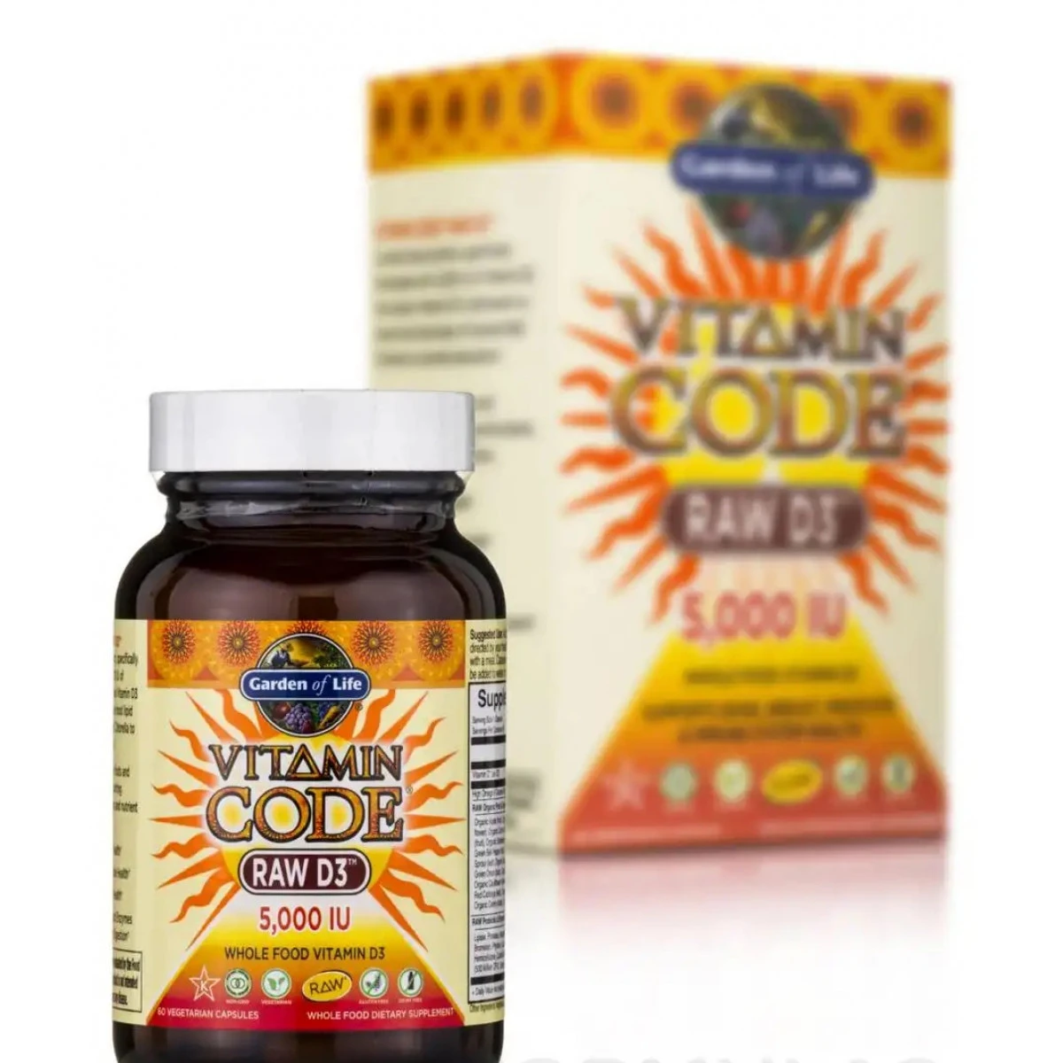 Garden Of Life Vitamin Code - Raw D3 5000 IU - 60 Vegetarian Capsules