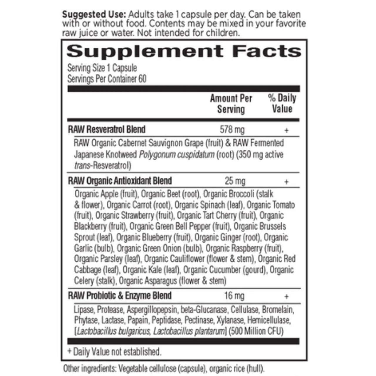 Garden Of Life Raw Resveratrol 350mg 60 Capsules - Image 2