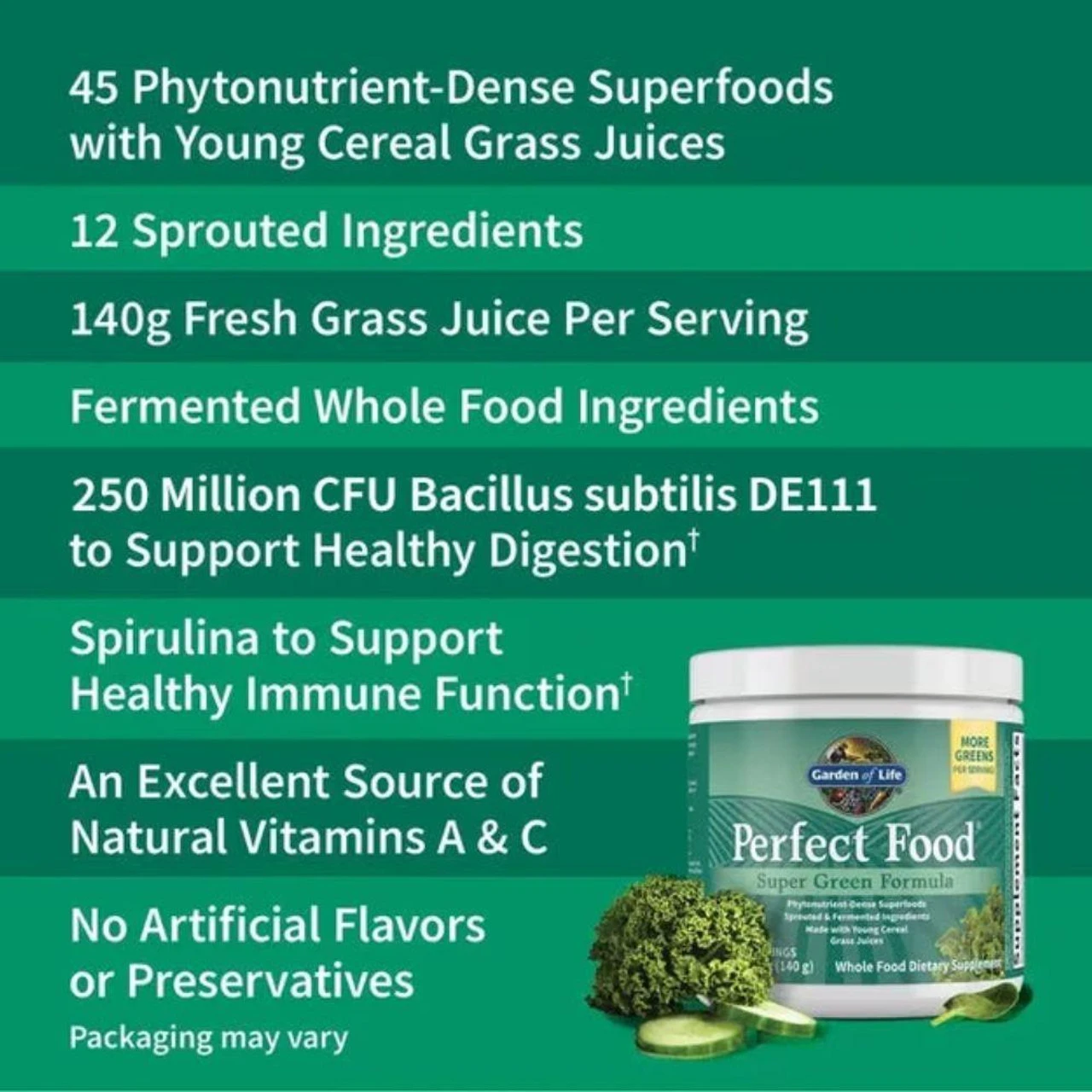 Garden Of Life Perfect Food Super Green Formula 600 Grams - Image 3