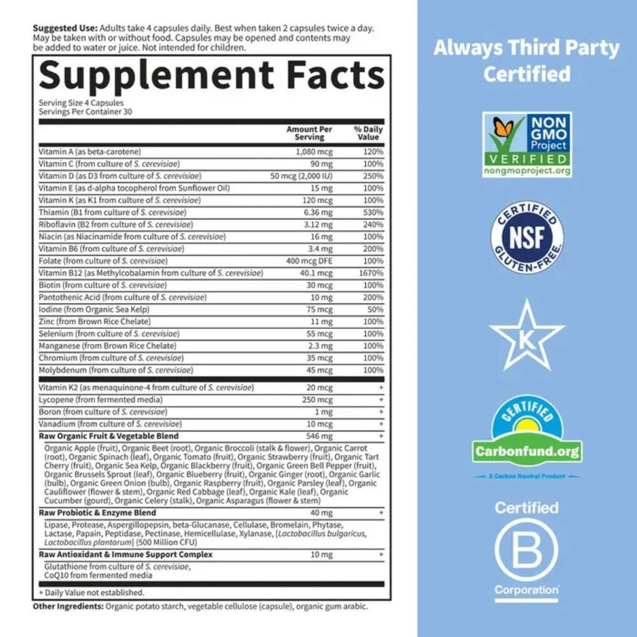 Garden Of Life Vitamin Code 50 And Wiser Mens Formula 240 Vege Caps - Image 2