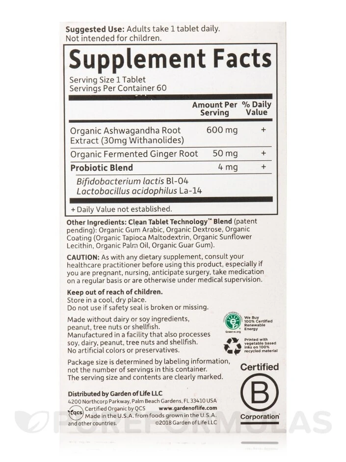 Mykind Organics Ashwaganda Stress & Mood - 60 Vegan Tablets - Image 4