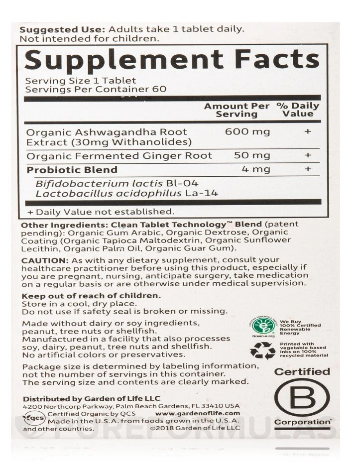 Mykind Organics Ashwaganda Stress & Mood - 60 Vegan Tablets - Image 9