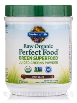 Raw Organic Perfect Food® Green Superfood Juiced Greens Powder, Chocolate Flavor - 11.9 Oz (338 Grams)