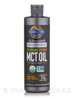 Dr. Formulated Brain Health 100% Organic Coconut MCT Oil, Unflavored - 16 Fl. Oz (473 Ml)