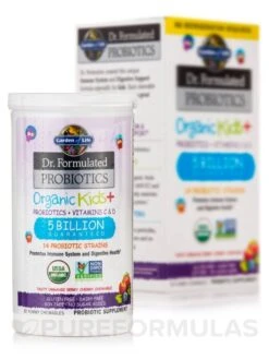 Dr. Formulated Probiotics Organic Kids+ 5 Billion CFU, Berry Cherry Flavor (Shelf Stable) - 30 Chewables