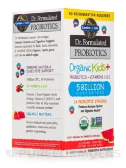 Dr. Formulated Probiotics Organic Kids+ 5 Billion CFU, Watermelon Flavor (Shelf Stable) - 30 Chewables