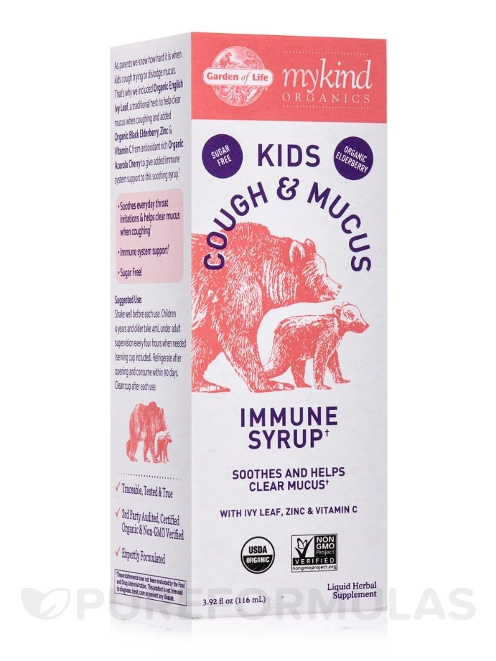 MyKind Organics Kids Cough & Mucus Immune Syrup - 3.92 Fl. Oz (116 Ml)
