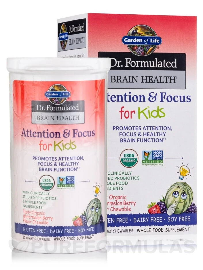 Dr. Formulated Brain Health Attention & Focus For Kids, Watermelon Berry Flavor - 60 Chewables - Image 2