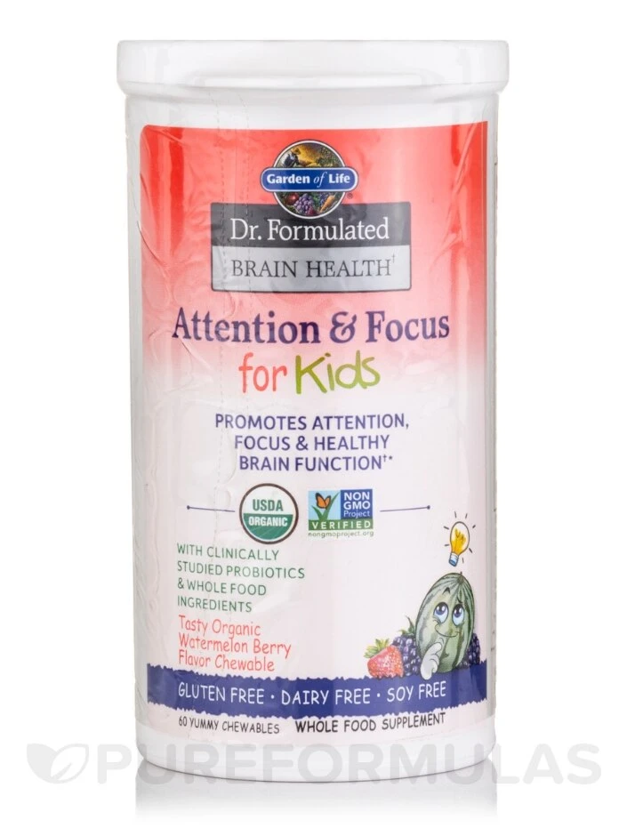 Dr. Formulated Brain Health Attention & Focus For Kids, Watermelon Berry Flavor - 60 Chewables - Image 3
