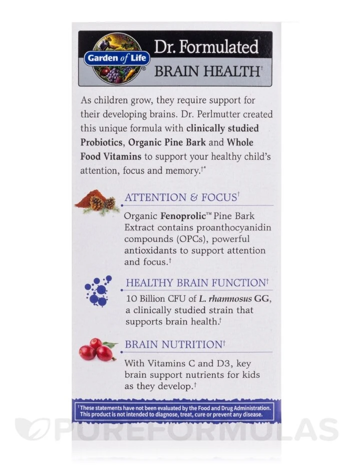 Dr. Formulated Brain Health Attention & Focus For Kids, Watermelon Berry Flavor - 60 Chewables - Image 7