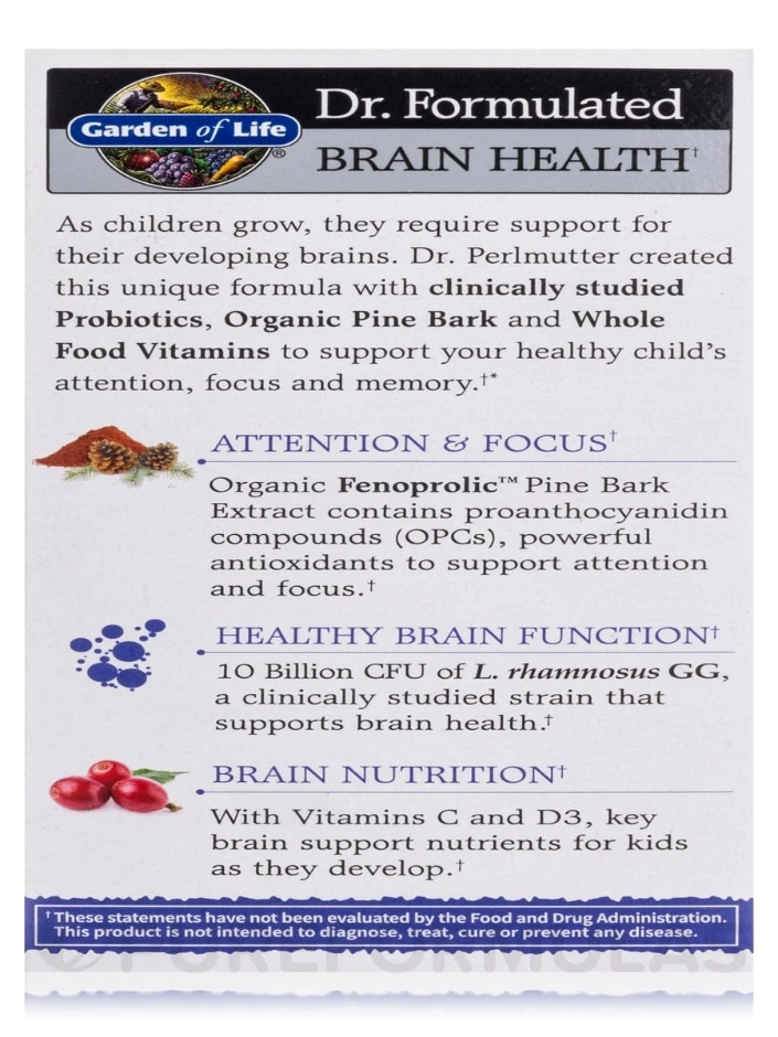 Dr. Formulated Brain Health Attention & Focus For Kids, Watermelon Berry Flavor - 60 Chewables - Image 10