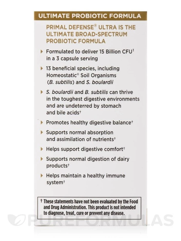 Primal Defense® ULTRA Probiotic Formula - 60 Vegetarian Capsules - Image 5