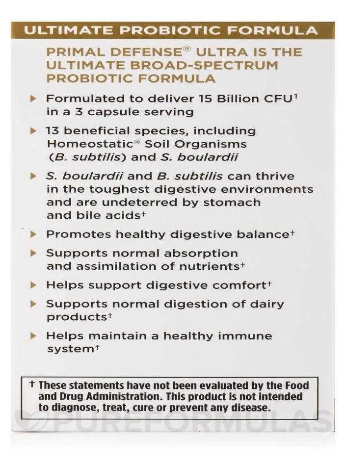 Primal Defense® ULTRA Probiotic Formula - 60 Vegetarian Capsules - Image 10