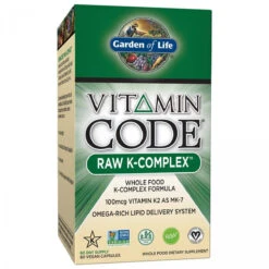 Garden Of Life Vitamin K - Vitamin Code Raw K Complex Whole Food Vitamin Supplement, Vegan, 60 Capsules