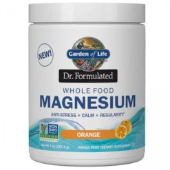 Garden Of Life Dr. Formulated Whole Food Magnesium 197.4g Powder - Orange, Chelated, Non-GMO, Vegan, Kosher, Gluten And Sugar Free Supplement With Probiotics - Best For Anti-Stress, Calm And Regularity