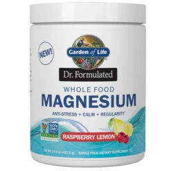 Garden Of Life Dr. Formulated Whole Food Magnesium 421.5g Powder, Raspberry Lemon, Chelated Non-GMO Vegan Kosher Gluten And Sugar Free Supplement With Probiotics, Best For Anti-Stress Calm And Regularity
