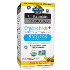 Garden Of Life-Dr. Formulated Probiotics Organic Kids-Strawberry Banana-Acidophilus And Probiotic Promotes Immune System,Digestive Health-Gluten,Dairy,Soy-Free,No Sugar Added-30 Chewables