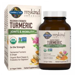 Garden Of Life Mykind Organics Maximum Strength Turmeric Joints And Mobility Support 30 Tablets - 500mg Curcumin (95% Curcuminoids) Black Pepper - Organic Non-GMO Vegan And Gluten Free Herbal Supplements