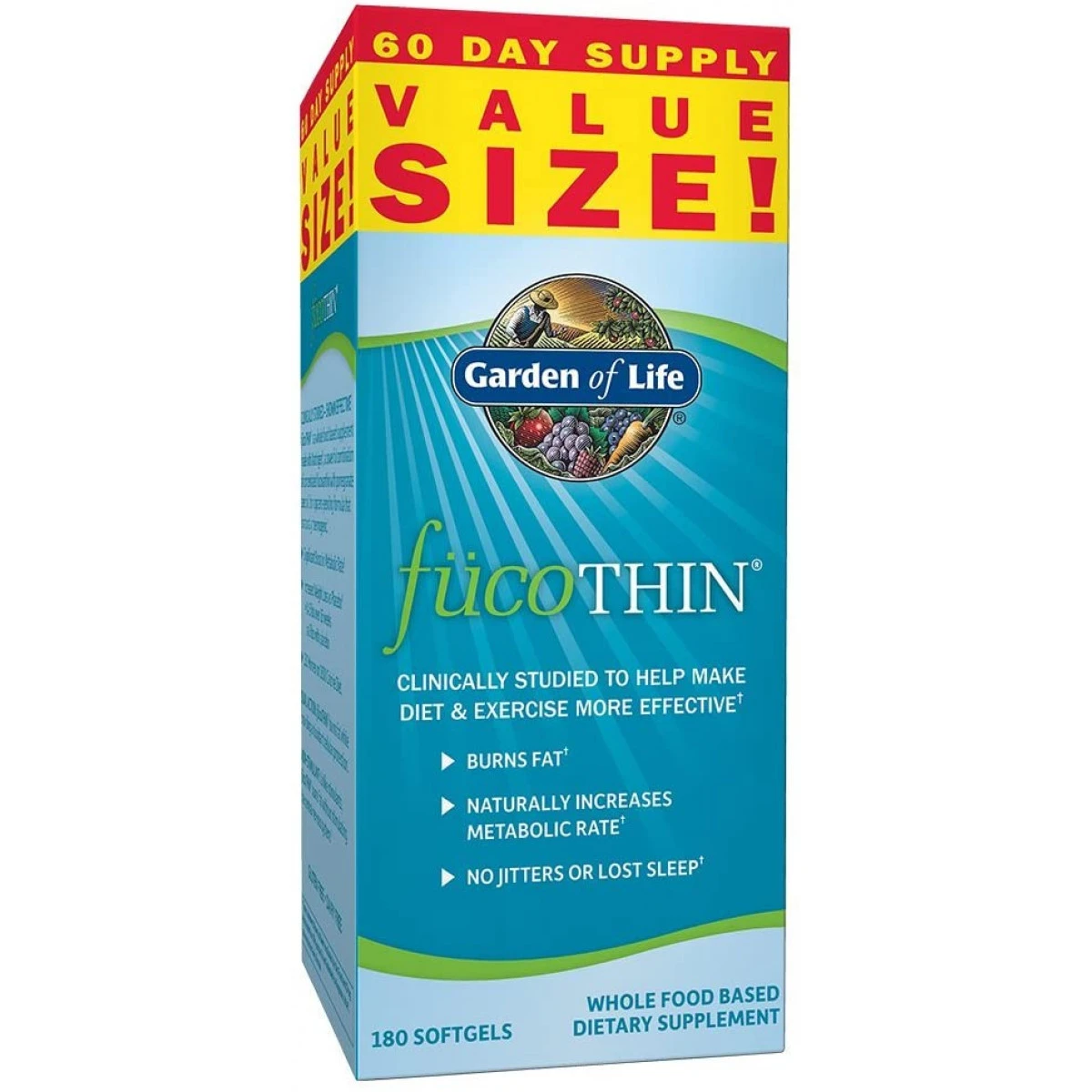 Garden Of Life Fucoxanthin Supplements - FucoThin Diet Pill For Weight Loss, 180 Softgels